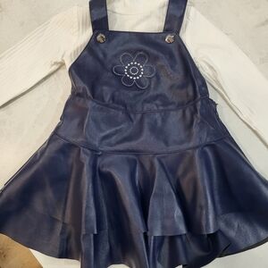 Mayoral 12mo Faux Leather Navy Dress